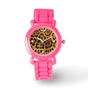 Montre copie noire de safari sauvage et brune animale de
