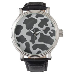 Montre Copie noire et blanche de vache