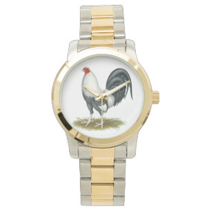 Montre Coq de combat américain de bleu d'argent de jeu