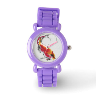 Montre Coq peu commun. Calligraphie et watercolor.