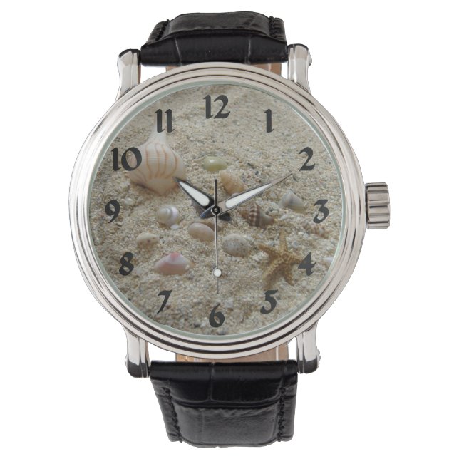 Montre Coquillages et littoral de sable de plage (devant)