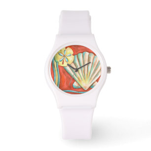 Montre Coquillages oranges rustiques