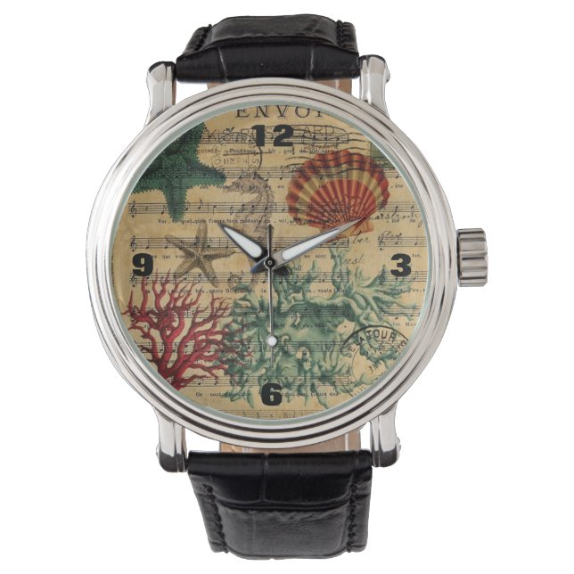 Montre coquillages tropicaux côtiers hippocampes (devant)