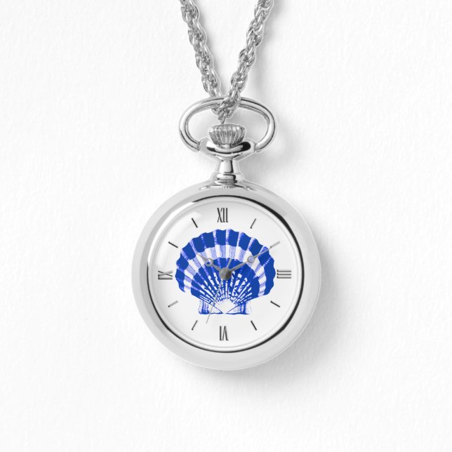 Montre Coquille de pétoncle - bleu cobalt et blanc (Recto)