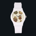 Montre Coquilles antiques craquelées<br><div class="desc">L'artiste Denis Diderot est talentueux et connu pour ses grandes images de la vie marine. Dans cette image très vivante, il capture quatre coquillages conques craquelés dans leur style le plus naturel. Les conches sont souvent craquelés comme ces quatre coquillages et dans un ton sépia. Obtenez votre produit de coquillages...</div>