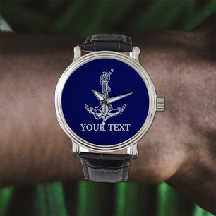 Montre Corde d'Ancre Nautique vintage Votre texte ici
