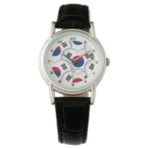 Montre Coréen Coeurs et drapeau coréen /Corée du Sud W