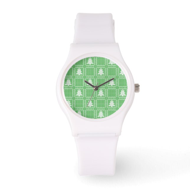 Montre Cosy sapin de Noël affreux pull à damiers motif (Recto)