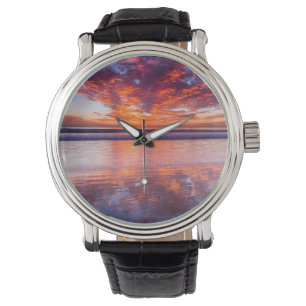 Montre Coucher de soleil rouge sur la mer, Californie