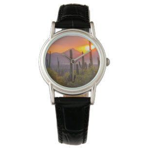 Montre Coucher de soleil sur cactus du désert, Arizona