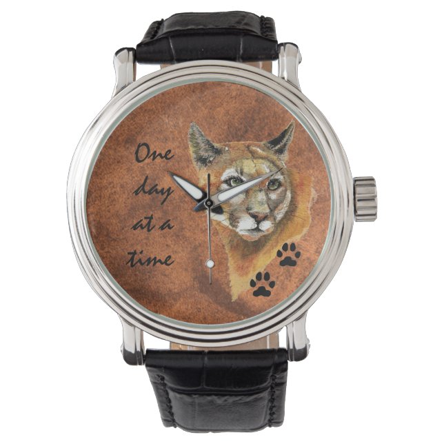 Montre Cougar Puma Mountain Lion "One day at a Time" (devant)