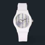 Montre Couleur d'aquarelle Violet Free Expression<br><div class="desc">Cette oeuvre extraordinaire de libre expression de Jennifer Goldberger est une aquarelle violette pleine de vie. Les lignes noires courent verticalement dans la pièce, et les gouttes de violet s'étendent d'eux comme des vagues dans un lac. Une impression merveilleuse qui irait bien sur un certain nombre de produits Zazzle. Commandez...</div>