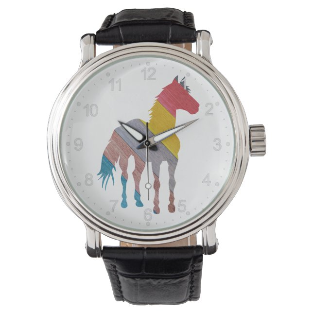 Montre Couleur de texture du bois du cheval (devant)