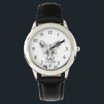 Montre Couleur d'eau personnalisée Fox enfant<br><div class="desc">Jolie montre de renard aquarelle personnalisée pour les garçons ou les filles. Bracelet à montre noir. Retour à l'école cadeau ou cadeau de Noël. Choisissez votre propre couleur de bande de montre et ajoutez simplement votre nom.</div>