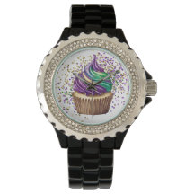 COULEUR D'EAU VERTE PURPLE MARDI GRAS CUPCAKE