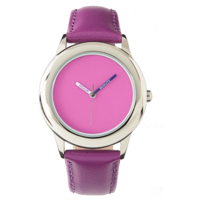 Montre Couleur solide rose néon | Classique (devant)