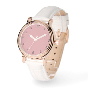 Montre Couleur solide rose Rose Classique Élégant