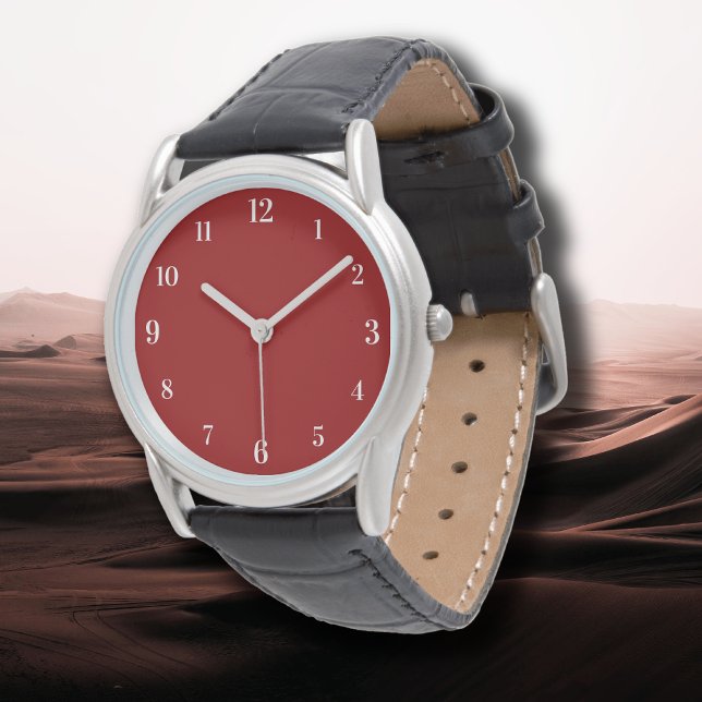 Montre Couleur solide rouge Crimson | Classique | Élégant (Créateur téléchargé)