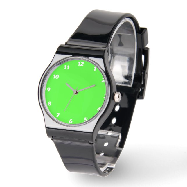 Montre Couleur solide verte néon (Angle)
