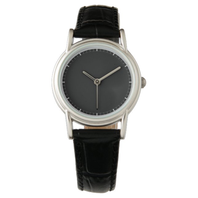 Montre Couleur Uni Noir Partout avec Incréments Marqués (devant)