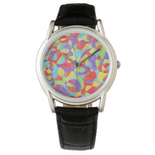 Montre Couleurs arc-en-ciel Motif de doodle Crayon tiré à