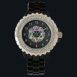 Montre Couleurs des étoiles juives<br><div class="desc">Etoile juive aux couleurs pastel sur le tatouage de flamme parfait pour les vacances hébraïques,  passover,  hanoukka ou Rosh hoshanah.</div>