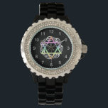 Montre Couleurs des étoiles juives<br><div class="desc">Etoile juive aux couleurs pastel sur le tatouage de flamme parfait pour les vacances hébraïques,  passover,  hanoukka ou Rosh hoshanah.</div>
