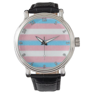 Montre Couleurs du drapeau de la Fierté transgenre à bord