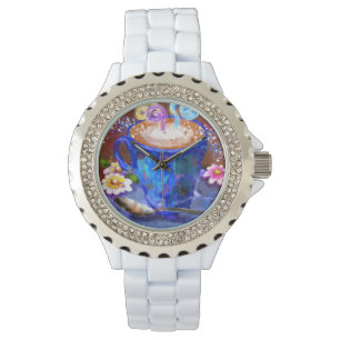 Montre Coupe Whimsical de café Latte Espresso Brown Bleu