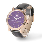 Montre Couple names His and Her elegant purple monogram (Angle)