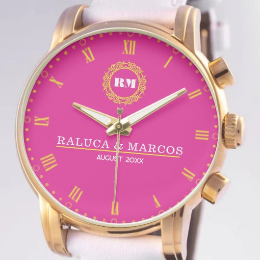 Montre Couple Names Monogram Minimal Style Pink
