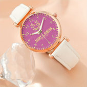 Montre Couple Names Monogram Yellow & Pink Elegant 