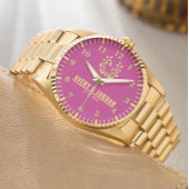 Montre Couple Names Monogram Yellow & Pink Elegant