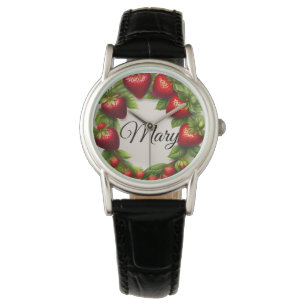 Montre Couronne de fraises dessin aquarelle