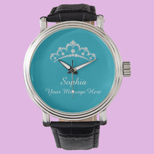 Montre Couronne diamant, Nom, Votre Message, Turquoise