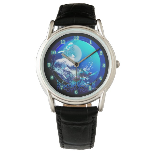 MONTRE COURSE DE LUNE BLUE TURTTUE SEA (devant)