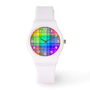 Montre Coutume de plaid d'arc-en-ciel