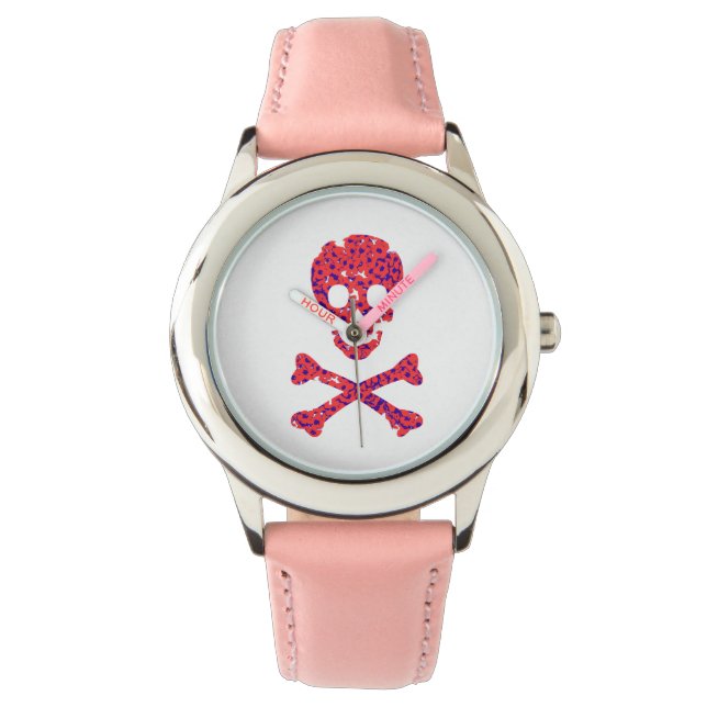 Montre Crâne à motifs floraux (devant)