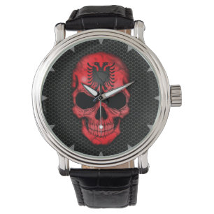 Montre Crâne albanais de drapeau sur le graphique en