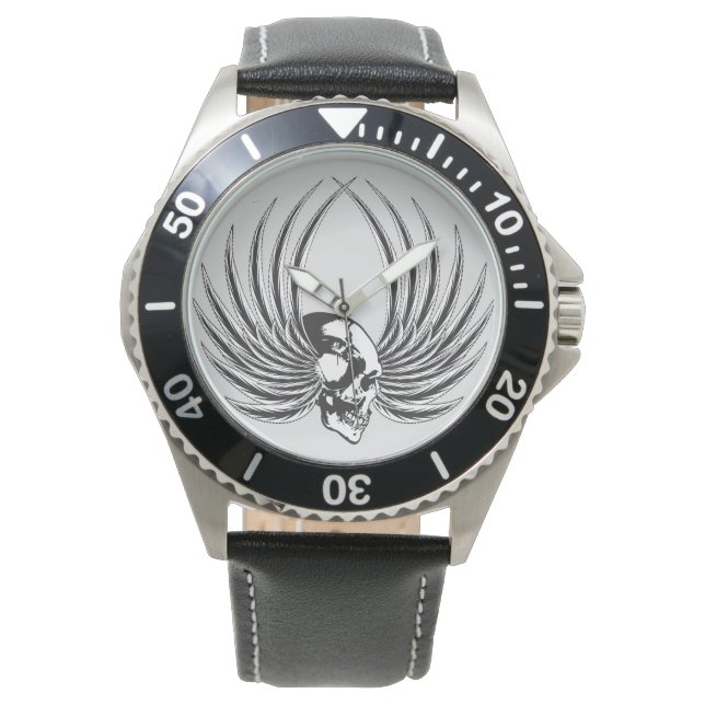 Montre Crâne croisé avec ailes (devant)