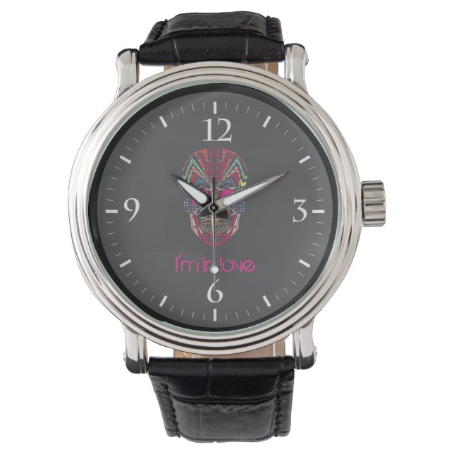 Montre Crâne d'amant coloré mignon (devant)