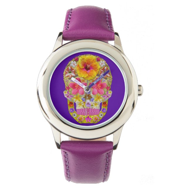 Montre Crâne de fleurs 4 - Tropical (devant)