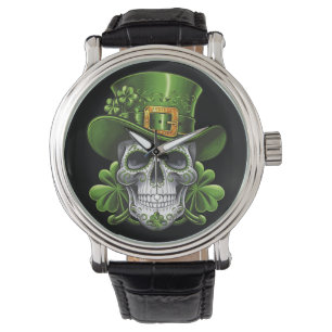 Montre Crâne de Sucre Fête de la Saint-Patrick Trèfle