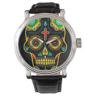 Montre Crâne de sucre polychrome