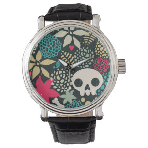 Montre Crâne en fleurs