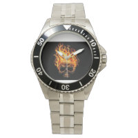 Montre crâne feu rolex couleur argent