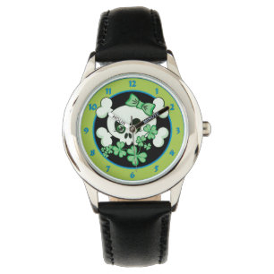 Montre Crâne mignon avec Shamrock