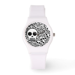 Montre crâne noir et blanc