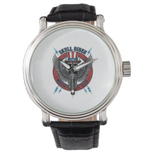 Montre Crâne Patriotique Moto Aigle Vintage