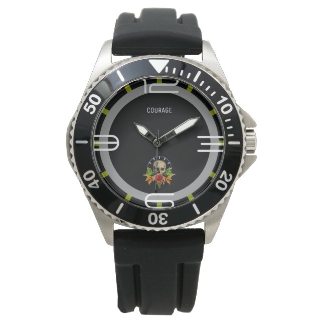 Montre Crâne Rose Courage (devant)